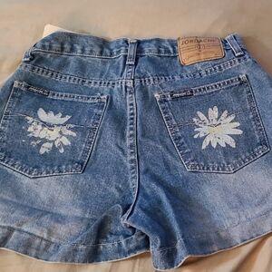 Jordache Women's Light Blue Jean Shorts with Floral Design